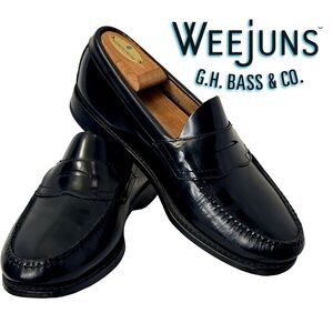 G.H. Bass & Co. Weejuns Sz 8.5 Wide Logan Black Leather Men's Loafers